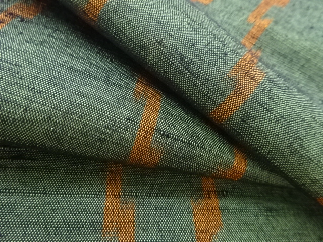  アンティーク　立涌模様織り出し手織り紬単衣着物